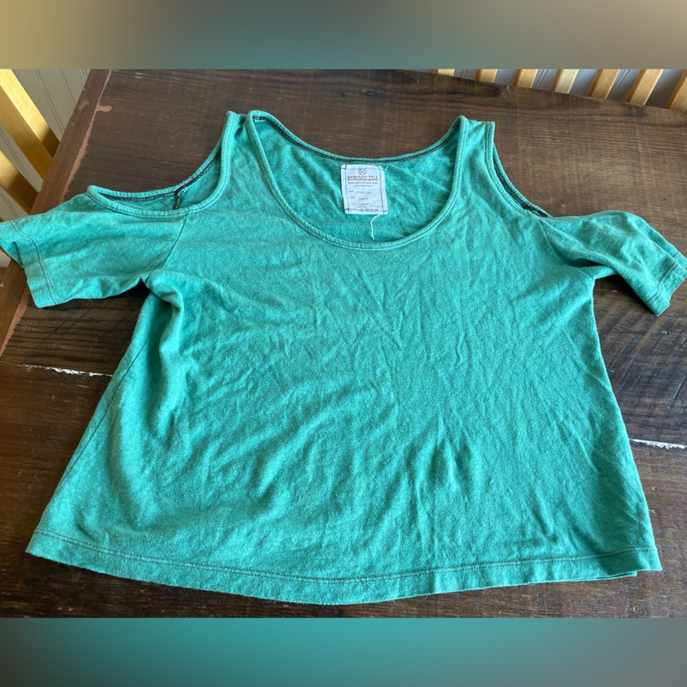 Jade green hemp cotton bohemian folk clothing top shirt M medium